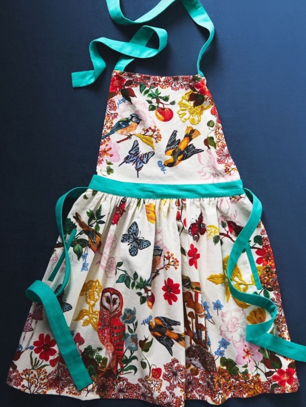 Anthro Nathalie Lete Botanical Bird Print Embroidered Apron